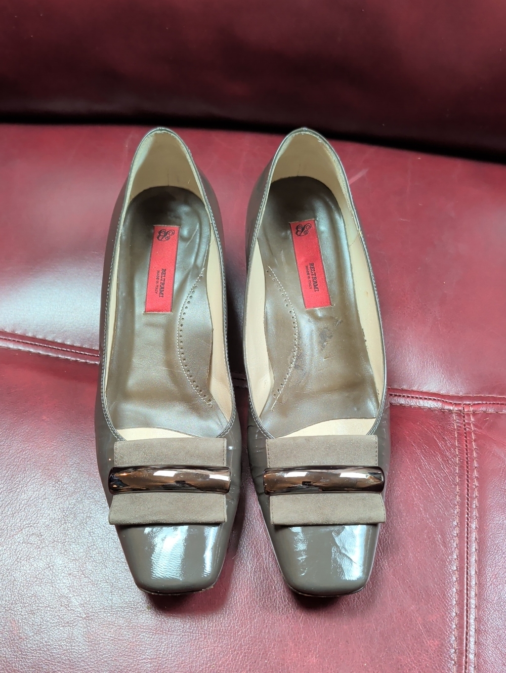 Beltrami Women’s Leather Square Toe Dress Shoes Heels Made In Italy 38